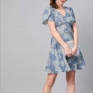 Blue and Beige Sassafaras midi dress XXL